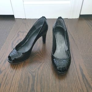 Logoplainfield Black Crystal Patent Snake Peep-Toe Platform Pump Party Work